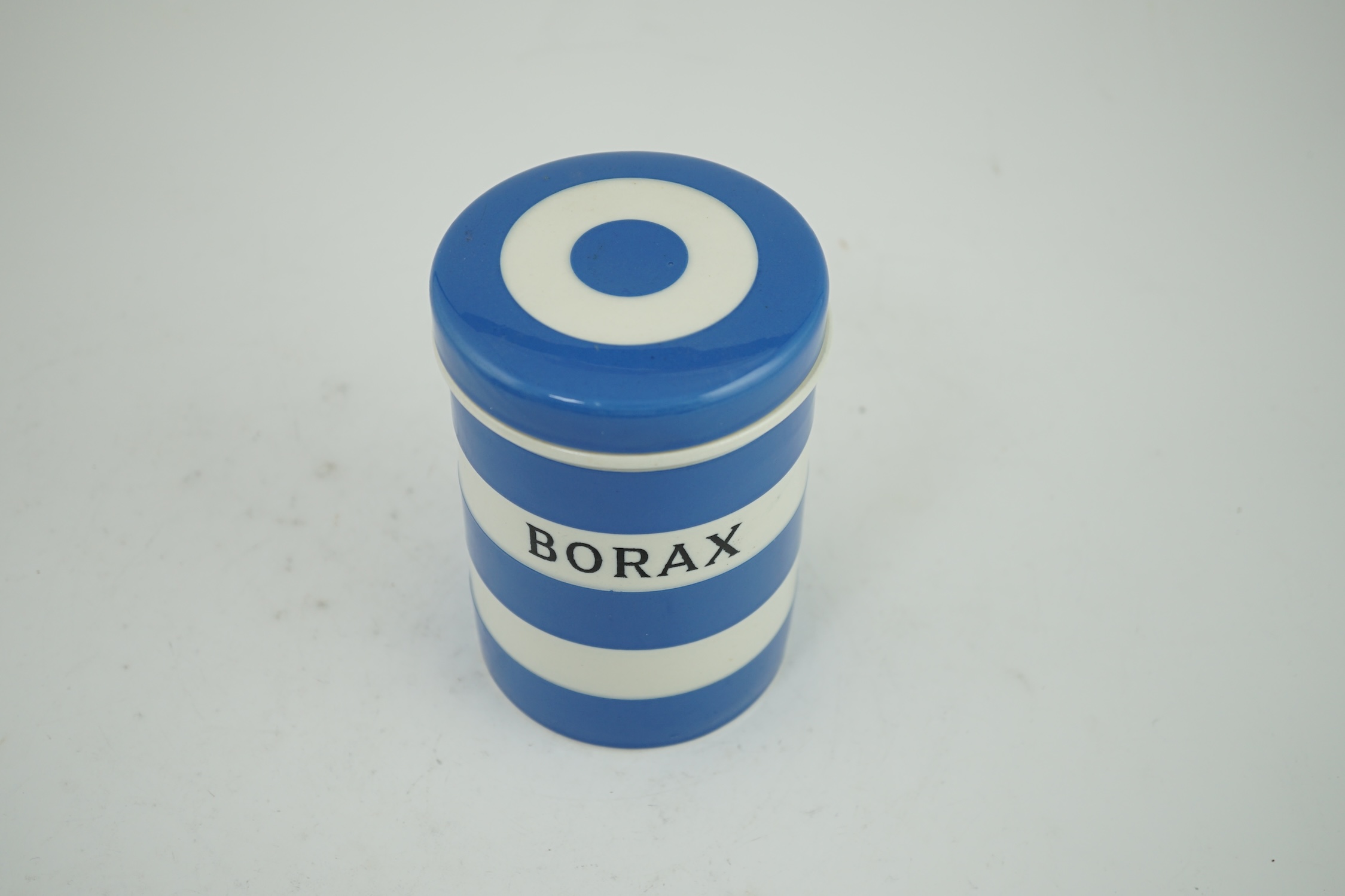 T.G.Green Cornish Kitchenware, a 14cm lidded storage jar, Borax, Black Shield mark. Condition - good